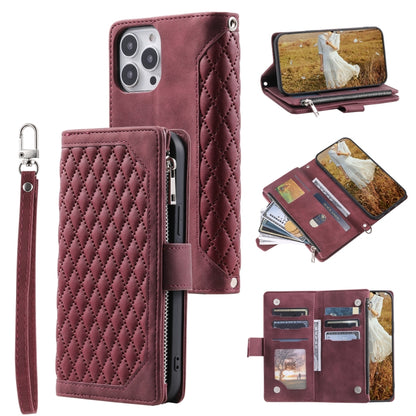 Grid Texture Zipper Leather Phone Case with Lanyard, For Redmi Note 17 5G/4G 169.74mm, For Redmi Note 17 Pro+ 5G Global 163.4mm, For Redmi 17 5G/4G Global 170mm, For Redmi Note 14 4G EU 164.84mm, For Redmi Note 14 Pro 4G, For Xiaomi Redmi Note 14 5G   ...