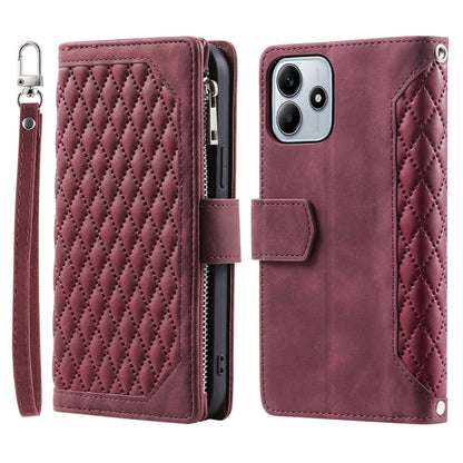 Grid Texture Zipper Leather Phone Case with Lanyard, For Redmi Note 17 5G/4G 169.74mm, For Redmi Note 17 Pro+ 5G Global 163.4mm, For Redmi 17 5G/4G Global 170mm, For Redmi Note 14 4G EU 164.84mm, For Redmi Note 14 Pro 4G, For Xiaomi Redmi Note 14 5G   ...