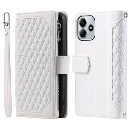 Grid Texture Zipper Leather Phone Case with Lanyard, For Redmi Note 17 5G/4G 169.74mm, For Redmi Note 17 Pro+ 5G Global 163.4mm, For Redmi 17 5G/4G Global 170mm, For Redmi Note 14 4G EU 164.84mm, For Redmi Note 14 Pro 4G, For Xiaomi Redmi Note 14 5G   ...