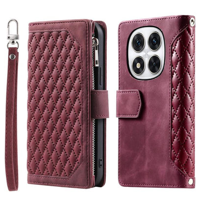 Grid Texture Zipper Leather Phone Case with Lanyard, For Redmi Note 17 5G/4G 169.74mm, For Redmi Note 17 Pro+ 5G Global 163.4mm, For Redmi 17 5G/4G Global 170mm, For Redmi Note 14 4G EU 164.84mm, For Redmi Note 14 Pro 4G, For Xiaomi Redmi Note 14 5G   ...