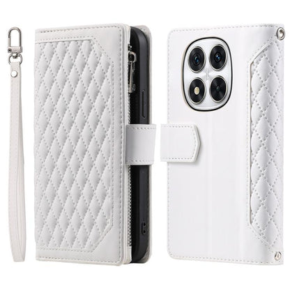 Grid Texture Zipper Leather Phone Case with Lanyard, For Redmi Note 17 5G/4G 169.74mm, For Redmi Note 17 Pro+ 5G Global 163.4mm, For Redmi 17 5G/4G Global 170mm, For Redmi Note 14 4G EU 164.84mm, For Redmi Note 14 Pro 4G, For Xiaomi Redmi Note 14 5G   ...