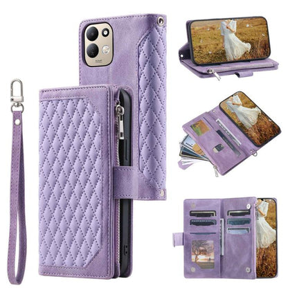Grid Texture Zipper Leather Phone Case with Lanyard, For Redmi Note 17 5G/4G 169.74mm, For Redmi Note 17 Pro+ 5G Global 163.4mm, For Redmi 17 5G/4G Global 170mm, For Redmi Note 14 4G EU 164.84mm, For Redmi Note 14 Pro 4G, For Xiaomi Redmi Note 14 5G   ...