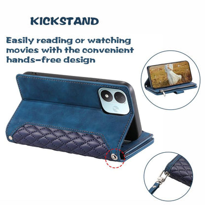 Grid Texture Zipper Leather Phone Case with Lanyard, For Redmi Note 17 5G/4G 169.74mm, For Redmi Note 17 Pro+ 5G Global 163.4mm, For Redmi 17 5G/4G Global 170mm, For Redmi Note 14 4G EU 164.84mm, For Redmi Note 14 Pro 4G, For Xiaomi Redmi Note 14 5G   ...