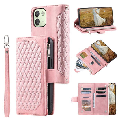 Grid Texture Zipper Leather Phone Case with Lanyard, For Redmi Note 17 5G/4G 169.74mm, For Redmi Note 17 Pro+ 5G Global 163.4mm, For Redmi 17 5G/4G Global 170mm, For Redmi Note 14 4G EU 164.84mm, For Redmi Note 14 Pro 4G, For Xiaomi Redmi Note 14 5G   ...