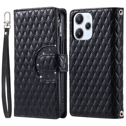 Glitter Lattice Zipper Wallet Leather Phone Case, For Redmi Note 17 5G/4G 169.7mm, For Redmi Note 17 Pro+ 5G Global 163.4, For Redmi 17 5G/4G Global 170mm, For Xiaomi Redmi 13 4G