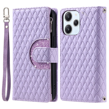 Glitter Lattice Zipper Wallet Leather Phone Case, For Redmi Note 17 5G/4G 169.7mm, For Redmi Note 17 Pro+ 5G Global 163.4, For Redmi 17 5G/4G Global 170mm, For Xiaomi Redmi 13 4G