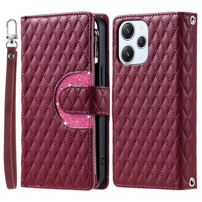 Glitter Lattice Zipper Wallet Leather Phone Case, For Redmi Note 17 5G/4G 169.7mm, For Redmi Note 17 Pro+ 5G Global 163.4, For Redmi 17 5G/4G Global 170mm, For Xiaomi Redmi 13 4G