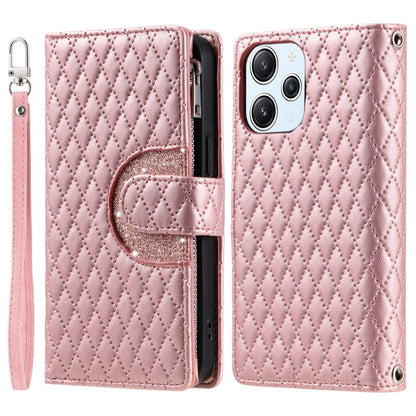 Glitter Lattice Zipper Wallet Leather Phone Case, For Redmi Note 17 5G/4G 169.7mm, For Redmi Note 17 Pro+ 5G Global 163.4, For Redmi 17 5G/4G Global 170mm, For Xiaomi Redmi 13 4G
