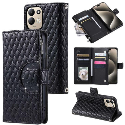 Glitter Lattice Zipper Wallet Leather Phone Case, For Redmi Note 17 5G/4G 169.7mm, For Redmi Note 17 Pro+ 5G Global 163.4, For Redmi 17 5G/4G Global 170mm, For Xiaomi Redmi 13 4G