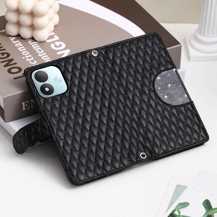 Glitter Lattice Zipper Wallet Leather Phone Case, For Redmi Note 17 5G/4G 169.7mm, For Redmi Note 17 Pro+ 5G Global 163.4, For Redmi 17 5G/4G Global 170mm, For Xiaomi Redmi 13 4G