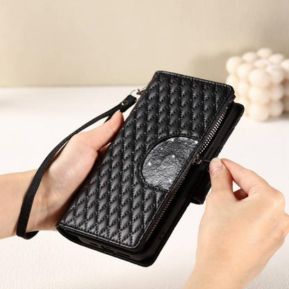 Glitter Lattice Zipper Wallet Leather Phone Case, For Redmi Note 17 5G/4G 169.7mm, For Redmi Note 17 Pro+ 5G Global 163.4, For Redmi 17 5G/4G Global 170mm, For Xiaomi Redmi 13 4G