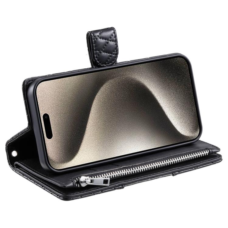 Glitter Lattice Zipper Wallet Leather Phone Case, For Redmi Note 17 5G/4G 169.7mm, For Redmi Note 17 Pro+ 5G Global 163.4, For Redmi 17 5G/4G Global 170mm, For Xiaomi Redmi 13 4G