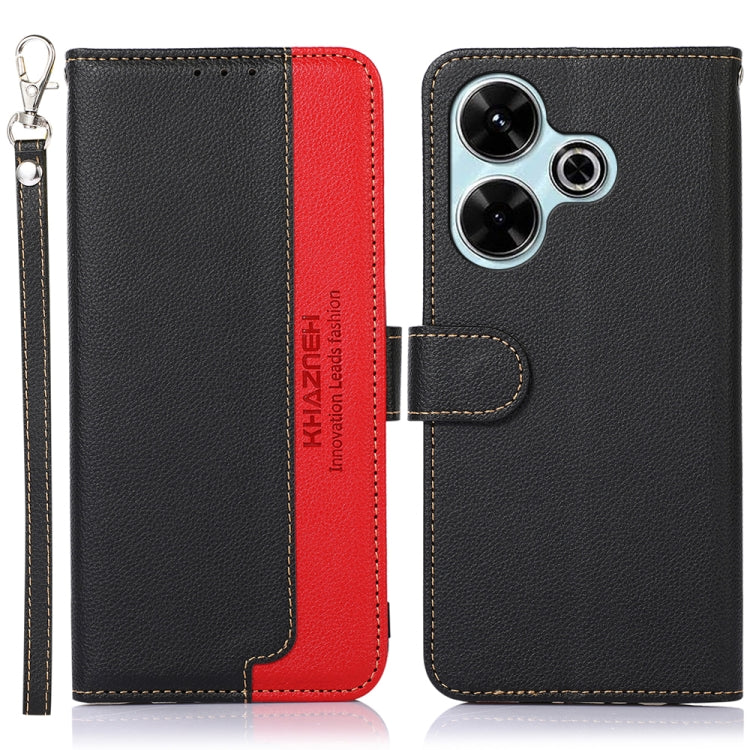 KHAZNEH Litchi Texture Leather RFID Phone Case, For Redmi 14C 4G, For Xiaomi Redmi 13 4G