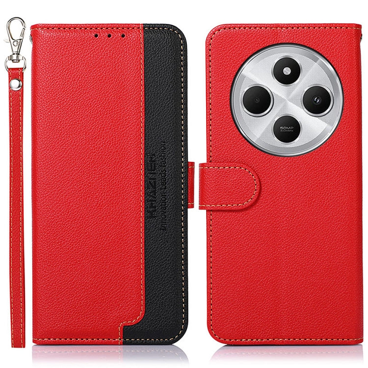 KHAZNEH Litchi Texture Leather RFID Phone Case, For Redmi 14C 4G, For Xiaomi Redmi 13 4G