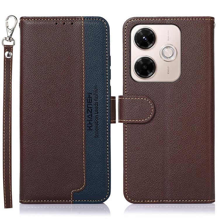 KHAZNEH Litchi Texture Leather RFID Phone Case, For Redmi A7 Pro 171mm/Poco C85x 5G Global, For Redmi Turbo 5 Max / Poco X8 Pro Max, For Redmi Turbo 5 5G / Poco X8 Pro 5G, For Redmi Note 15 Pro+ 5G Global 163.3mm, For Redmi Note 15 5G Global 164mm     ...