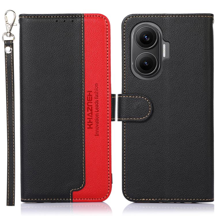 KHAZNEH Litchi Texture Leather RFID Phone Case, For Redmi A7 Pro 171mm/Poco C85x 5G Global, For Redmi Turbo 5 Max / Poco X8 Pro Max, For Redmi Turbo 5 5G / Poco X8 Pro 5G, For Redmi Note 15 Pro+ 5G Global 163.3mm, For Redmi Note 15 5G Global 164mm     ...