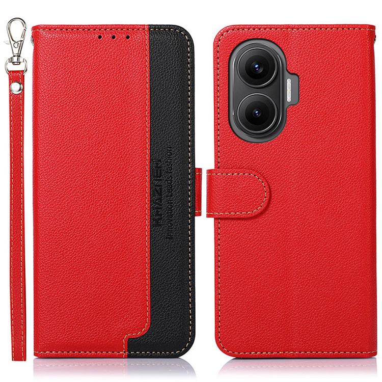 KHAZNEH Litchi Texture Leather RFID Phone Case, For Redmi A7 Pro 171mm/Poco C85x 5G Global, For Redmi Turbo 5 Max / Poco X8 Pro Max, For Redmi Turbo 5 5G / Poco X8 Pro 5G, For Redmi Note 15 Pro+ 5G Global 163.3mm, For Redmi Note 15 5G Global 164mm     ...