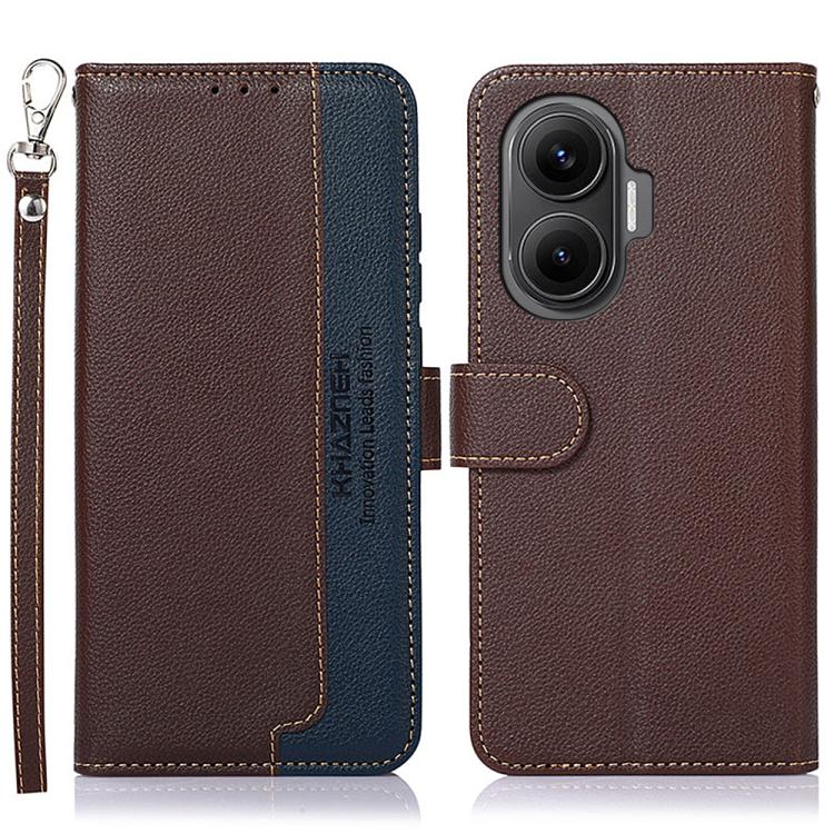 KHAZNEH Litchi Texture Leather RFID Phone Case, For Redmi A7 Pro 171mm/Poco C85x 5G Global, For Redmi Turbo 5 Max / Poco X8 Pro Max, For Redmi Turbo 5 5G / Poco X8 Pro 5G, For Redmi Note 15 Pro+ 5G Global 163.3mm, For Redmi Note 15 5G Global 164mm     ...