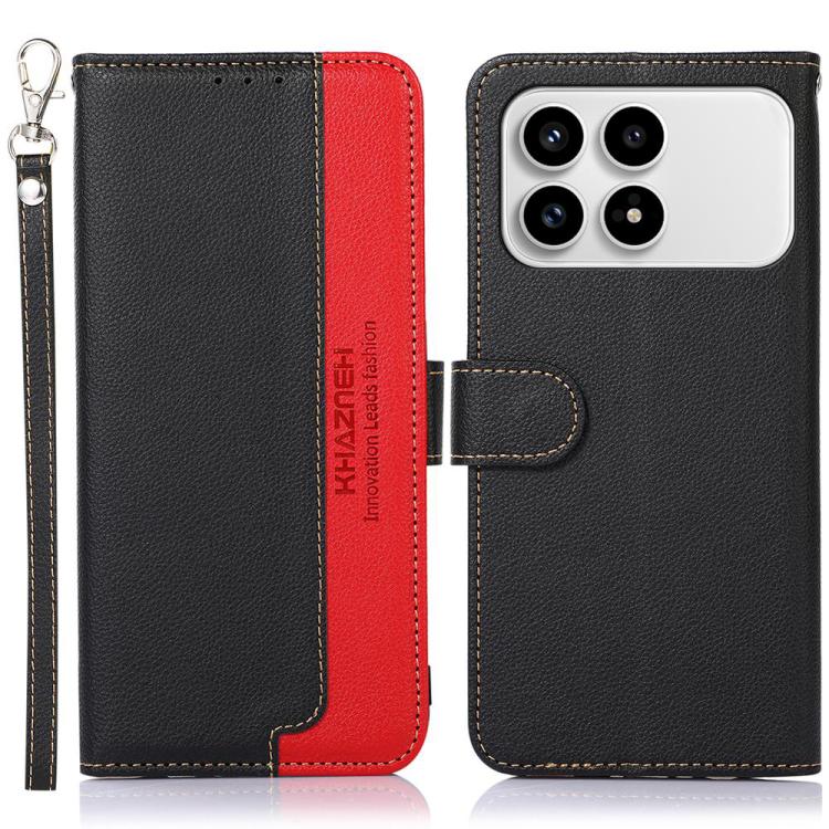 KHAZNEH Litchi Texture Leather RFID Phone Case, For Redmi A7 Pro 171mm/Poco C85x 5G Global, For Redmi Turbo 5 Max / Poco X8 Pro Max, For Redmi Turbo 5 5G / Poco X8 Pro 5G, For Redmi Note 15 Pro+ 5G Global 163.3mm, For Redmi Note 15 5G Global 164mm     ...