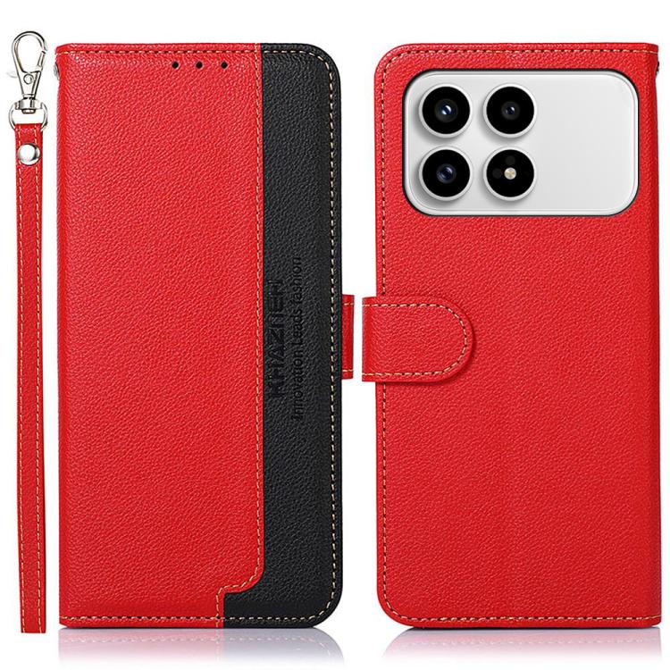 KHAZNEH Litchi Texture Leather RFID Phone Case, For Redmi A7 Pro 171mm/Poco C85x 5G Global, For Redmi Turbo 5 Max / Poco X8 Pro Max, For Redmi Turbo 5 5G / Poco X8 Pro 5G, For Redmi Note 15 Pro+ 5G Global 163.3mm, For Redmi Note 15 5G Global 164mm     ...