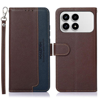KHAZNEH Litchi Texture Leather RFID Phone Case, For Redmi A7 Pro 171mm/Poco C85x 5G Global, For Redmi Turbo 5 Max / Poco X8 Pro Max, For Redmi Turbo 5 5G / Poco X8 Pro 5G, For Redmi Note 15 Pro+ 5G Global 163.3mm, For Redmi Note 15 5G Global 164mm     ...