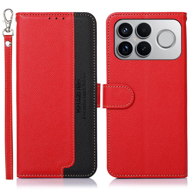 KHAZNEH Litchi Texture Leather RFID Phone Case, For Redmi A7 Pro 171mm/Poco C85x 5G Global, For Redmi Turbo 5 Max / Poco X8 Pro Max, For Redmi Turbo 5 5G / Poco X8 Pro 5G, For Redmi Note 15 Pro+ 5G Global 163.3mm, For Redmi Note 15 5G Global 164mm     ...