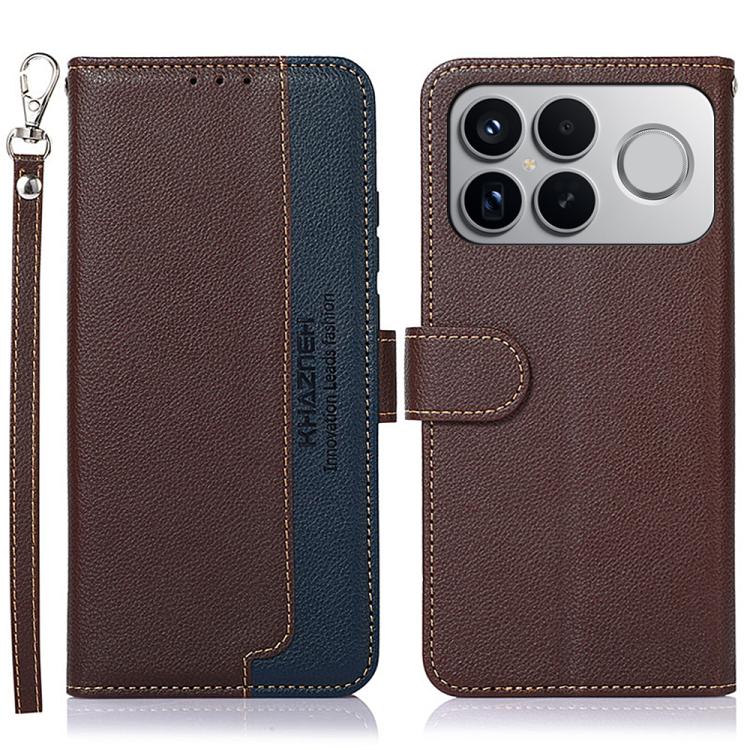 KHAZNEH Litchi Texture Leather RFID Phone Case, For Redmi A7 Pro 171mm/Poco C85x 5G Global, For Redmi Turbo 5 Max / Poco X8 Pro Max, For Redmi Turbo 5 5G / Poco X8 Pro 5G, For Redmi Note 15 Pro+ 5G Global 163.3mm, For Redmi Note 15 5G Global 164mm     ...