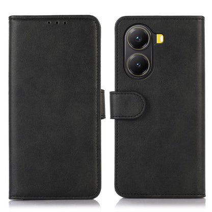 Black faux leather wallet phone case with flip cover and camera cutout details.