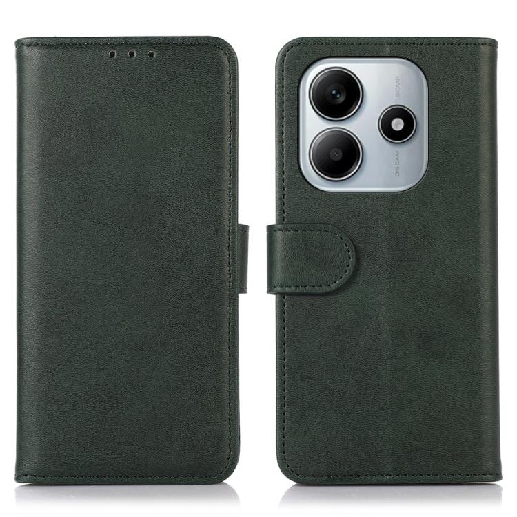 Green cow texture leather phone case with magnetic flap and camera cutout