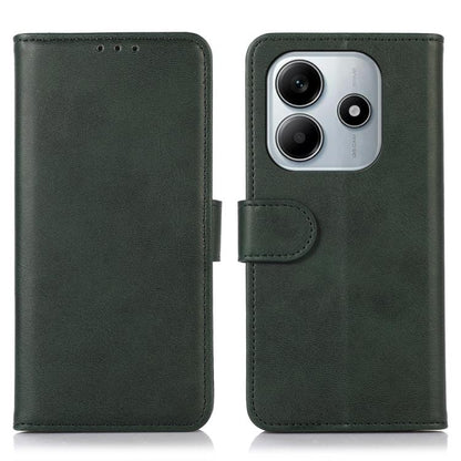 Green cow texture leather phone case with magnetic flap and camera cutout