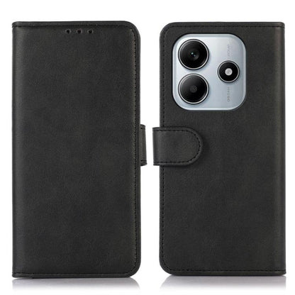Black faux leather wallet phone case with flip cover and camera cutout.