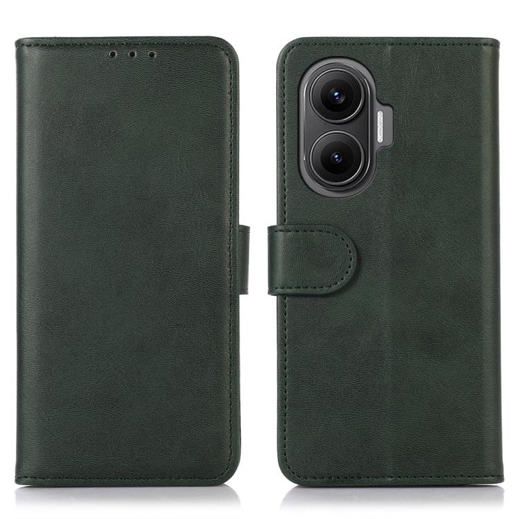 Green faux leather wallet phone case with flip cover and camera cutout.