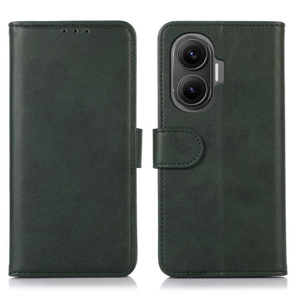 Green faux leather wallet phone case with flip cover and camera cutout.