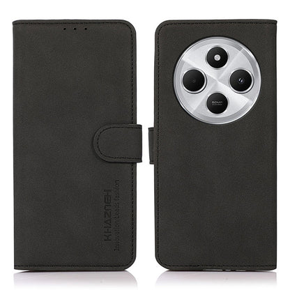 Matte black leather folio phone case with flip cover and large circular camera cutout