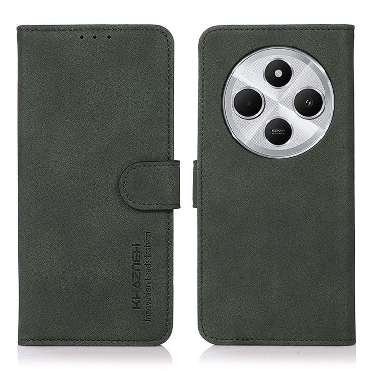 KHAZNEH matte texture leather phone case, dark green flip cover with side strap