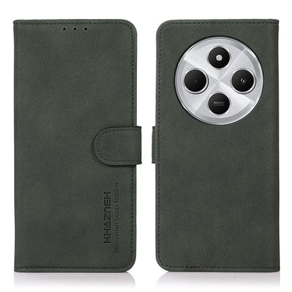KHAZNEH matte texture leather phone case, dark green flip cover with side strap