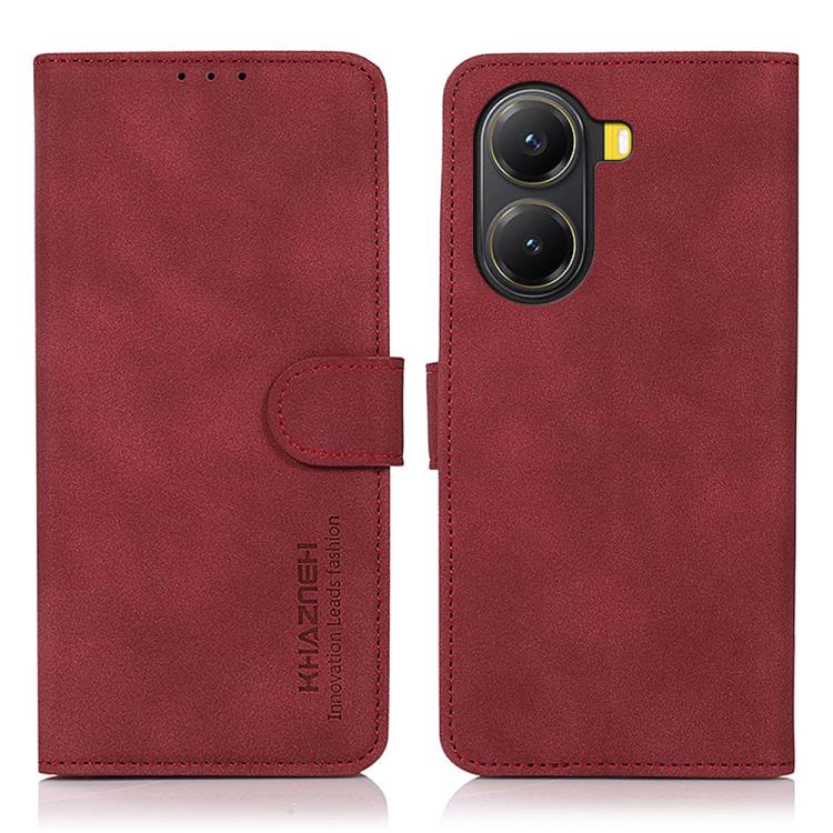 Matte red leather folio phone case with flip cover and camera cutout detail