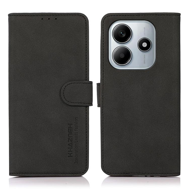 Matte texture leather phone case, black folio with magnetic strap and camera cutout.