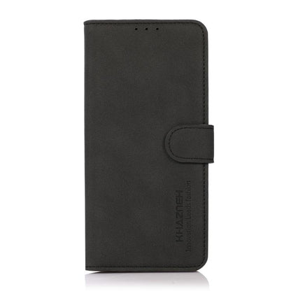Matte texture leather phone case, black folio with magnetic strap and card-slot panel.