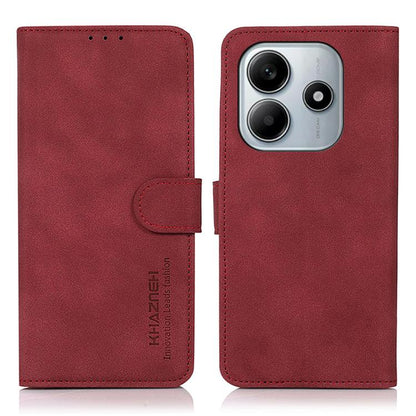 Matte texture leather phone case, red folio with magnetic strap and camera cutout.