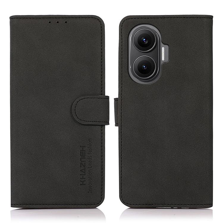 Matte black leather folio phone case with flip cover, belt strap, and camera cutout