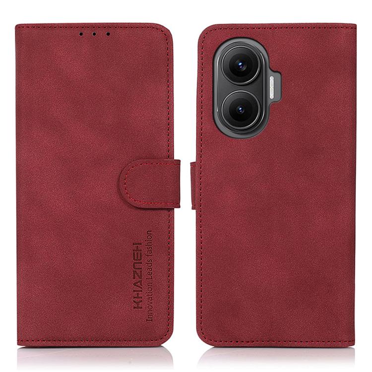 Matte red leather folio phone case with flip cover, belt strap, and camera cutout