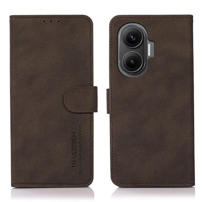 Matte brown leather folio phone case with flip cover, belt strap, and camera cutout