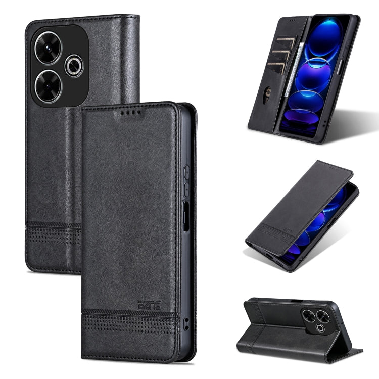 Black flip leather phone case with textured finish, card holder, and stand cover