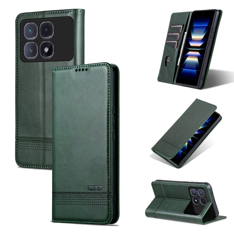 Dark green flip leather phone case with textured finish, card holder, and stand cover