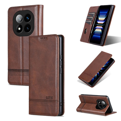 Brown leather flip phone case with textured finish, kickstand, and camera cutout