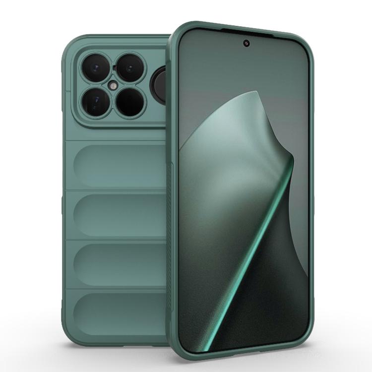 Phone case with flannel lining, dark green TPU, ridged back, camera cutouts