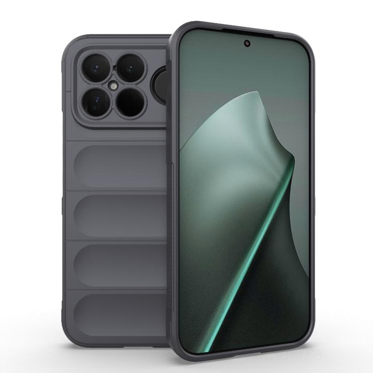 Phone case with flannel lining, dark gray TPU, ridged back, camera cutouts