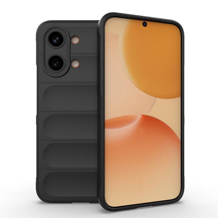 Magic Shield TPU + flannel phone case in black, with camera cutouts and raised edges