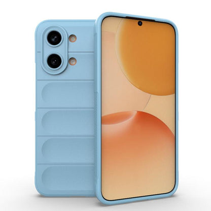 Magic Shield TPU + flannel phone case in light blue with ridged back and camera openings